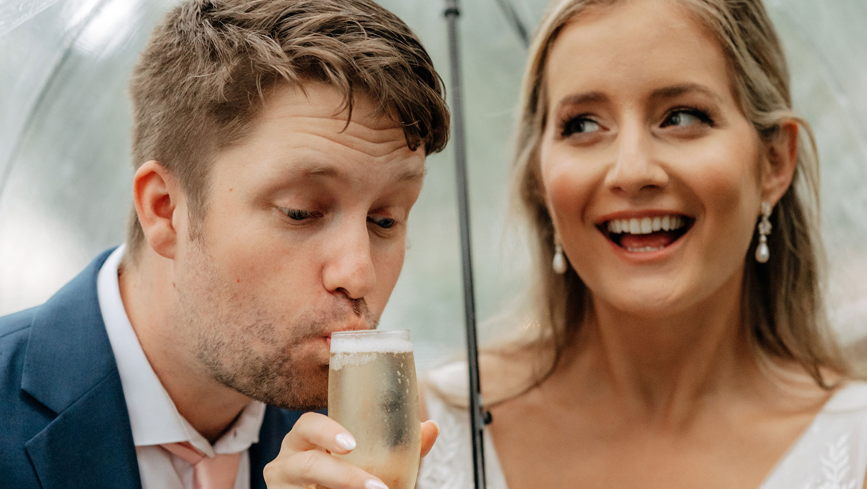 groom sips bride’s drink