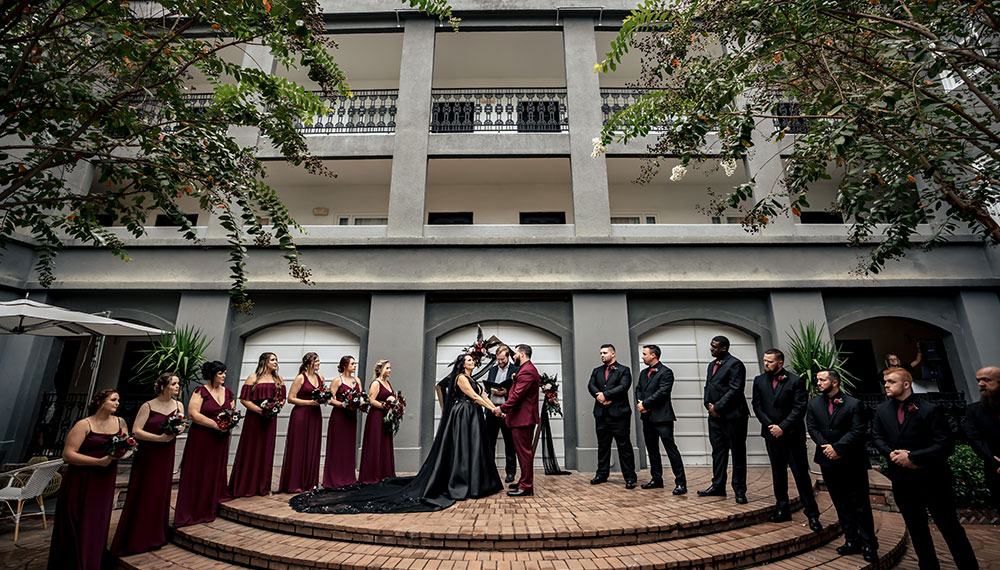 ceremony in front of hotel